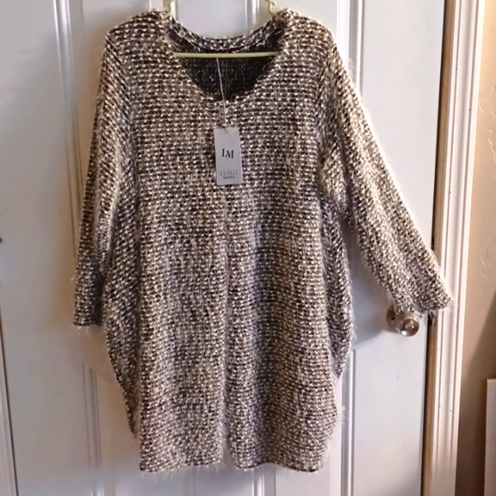 Luigi Moda Italian Knit Bag Style Mini Dress NWT